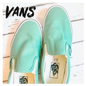 Vans Slip-On Neptune Green & White Skate Shoes